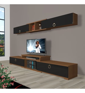 Decoraktiv Flex 5 Mdf Gold Tv Ünitesi Tv Sehpası - Ceviz Siyah (Siyah - Ceviz)