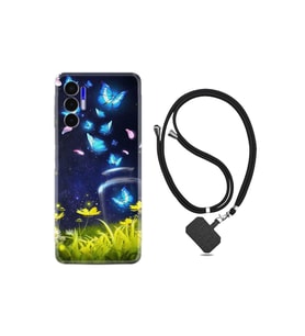 Pova 3 Kılıf Ipli Boyun Askılı Desenli Silikon Neon Butterflys 1309