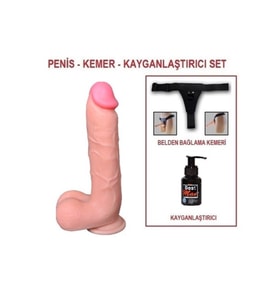 21 cm Realistik Kalın Dildo Penis Belden Bağlamalı Set