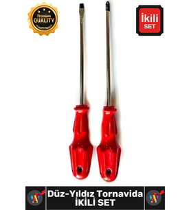 #Tornavida Profesyonel Dayanıklı 5x100 mm Uçlu Pratik Ev Tipi Sağlam Düz Yıldız Tornavida İkili Set