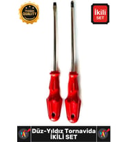 #Tornavida Profesyonel Dayanıklı 5x100 mm Uçlu Pratik Ev Tipi Sağlam Düz Yıldız Tornavida İkili Set
