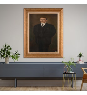 Altın Varaklı Çerçeveli Paspartulu Atatürk Tablo DC0557 (Gold)