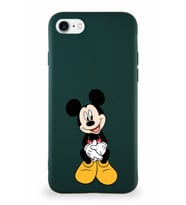 Apple iPhone SE 2020 Soft Premier Kapak Mickey Mouse-A Tasarımlı Silikon Kılıf - Yeşil (Şeffaf)