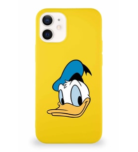Apple iPhone 12 Mini Soft Premier Kapak Donald Duck-B Tasarımlı Silikon Kılıf - Sarı (Şeffaf)