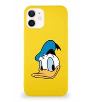 Apple iPhone 12 Mini Soft Premier Kapak Donald Duck-B Tasarımlı Silikon Kılıf - Sarı (Şeffaf)