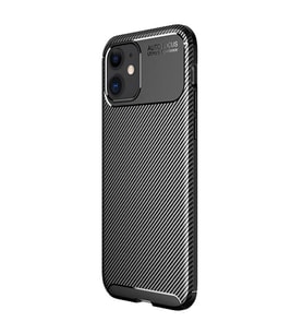Apple iPhone 12 MiNi Korumalı Karbon Görünüm Siyah Silikon Kılıf