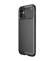 Apple iPhone 12 MiNi Korumalı Karbon Görünüm Siyah Silikon Kılıf