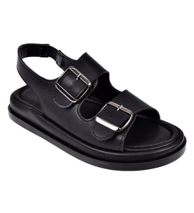Castle Black Çift Tokalı Kadın Sandalet CB-35176 SİYAH