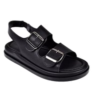 Castle Black Çift Tokalı Kadın Sandalet CB-35176 SİYAH
