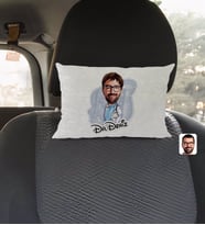 BK Gift Kişiye Özel İsimli Erkek Doktor Karikatürlü Dikdörtgen Araç Koltuk Yastığı-8
