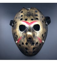 Bakır Renk Kırmızı Çizgili Tam Yüz Hokey Jason Maskesi Hannibal Maskesi pop