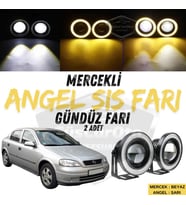 Opel Astra G 1998-2004 Uyumlu Mercekli Angel Sis Farı Metal 76 mm Sarı Halkalı Gündüz Farı 2 Adet
