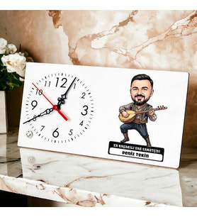 En Başarılı Saz Sanatçısı Müzisyen Erkek Karikatürlü Masa Saati