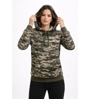 Kamuflaj Desenli 2 İplik 4 Mevsim Kapüşonlu Kanguru Cepli Hoodie Sweatshirt - Kamuflaj