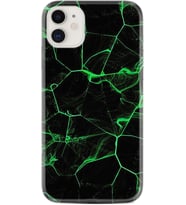 Apple iPhone 11 12 13 Mini Kılıf Desemli Silikon Yeşil Şerit Mermer 1320