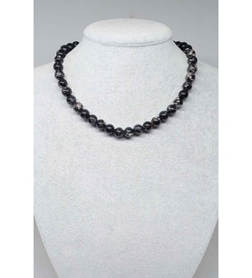 Varisit Taşı Siyah Kolye 8mm (Klipsli)