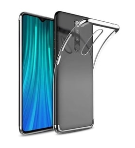 Xiaomi Redmi 8 Köşeleri Renkli Kamera Korumalı Şeffaf Kılıf (Gri)