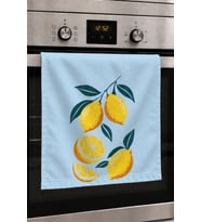 Valerine Life El Kurulama Havlusu 30x50cm Mutfak, Fırın için Pamuklu Emici Akdeniz Limonları