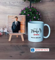 Türkçe Öğretmeni Fotoğraflı Dekoratif Taş, Kupa Bardak Beyaz Hediye Öğretmenler Günü Hediyesi (Model 1)