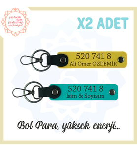 Koyu Turkuaz-Sarı, İsminiz Yazılabilen Kişiye Özel Anahtarlık, Denge Getirici 520 741 8 Enerji Kod