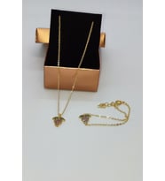 ELNES GOLD RENK ZİRKON TAŞLI BÖĞÜRTLEN FİGÜRLÜ KOLYE,BİLEKLİK TAKI SETİ