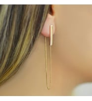 14k Sade Altın Sallantılı Küpe