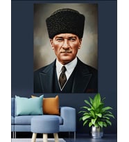 Mustafa Kemal Atatürk'Ün Portresi Dekoratif Kanvas - Mdf Ahşap Tablo