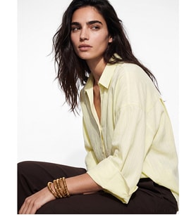 LCW Vision Sarı Oversize Kadın Gömlek