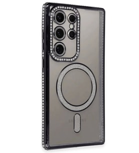 Newface Samsung Galaxy S24 Ultra Kılıf Joke Simli Magneticsafe Kılıf - Siyah