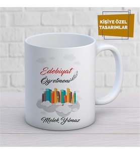 Kişiye Özel İsim Yazılabilir Edebiyat Öğretmeni Kupa Bardak