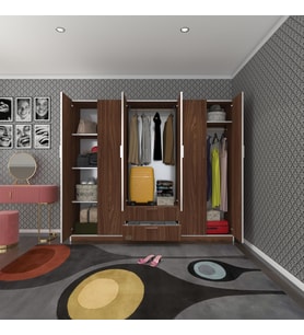 Kenzlife gardırop 6 kapılı çekmeceli begonvil210 cvz kapaklı gardolap dolap (Karışık)