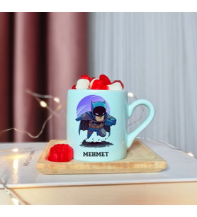 Batman Tasarımlı Kişiye Özel Yeşil Türk Kahvesi Fincanı