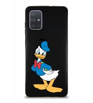 Samsung Galaxy A71 Soft Premier Kapak Donald Duck-D Tasarımlı Silikon Kılıf - Siyah (Şeffaf)