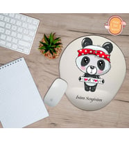 Kişiye Özel Seni Seviyorum Yazılı Panda Kız Temalı Mouse Pad Bilek Destekli