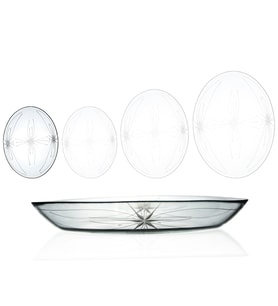Decocia 2 Adet 25cm Oval Cam Salata Sunum Tabağı Mira Desenli