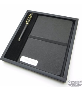 B.Houston SG179 Mat Siyah Altın Roller Kalem + İsme Özel Defter Kutulu Set Hepsi İsme Özel