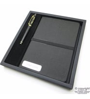 B.Houston SG179 Mat Siyah Altın Roller Kalem + İsme Özel Defter Kutulu Set Hepsi İsme Özel