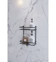 2 Katlı Kancalı Banyo Rafı Siyah