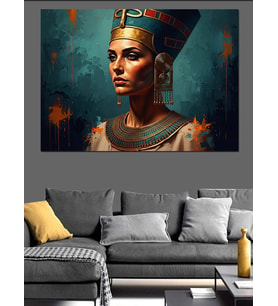 Antik Mısır Kraliçesi Nefertiti Portresi Dekoratif Kanvas - Mdf Ahşap Tablo