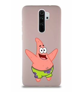 Xiaomi Redmi Note 8 Pro Soft Premier Kapak Patrick Yıldız Tasarımlı Silikon Kılıf - Pudra (Şeffaf)