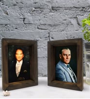 Bk Gift Atatürk Tasarımlı Dekoratif 2'li Doğal Masif Ahşap Çerçeve 15x20cm-1 (Beyaz)