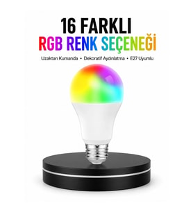 Mey İthalat® Renk Değiştiren RGB LED Ampul 16 Renk Uzaktan Kumandalı 2025 Model