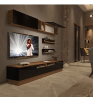 Decoraktiv Trendstyle 5220S Slm Tv Ünitesi Tv Sehpası - Ceviz Siyah (Siyah - Ceviz)
