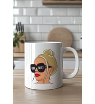 Bye Next Kadın Figürlü 330ml Baskılı Beyaz Seramik Kupa Bardak
