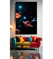 GEZEGENLER V1 Ev Duvar Salon Güzellik Salonu Ofis Dükkan Dekarasyon Kanvas Tablo (Çok Renkli)