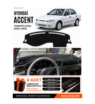 e-biz HYUNDAİ ACCENT YUMURTA KASA (1993-1999) Uyumlu Torpido Örtüsü, Torpido Kılıfı - Siyah-Gri - HU008