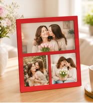 Anneler Gününe Özel Premium 3 Fotoğraflı Masaüstü Ahşap Kolaj Masaüstü Çerçeve