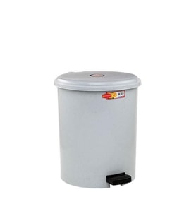 Omnipazar SY-4230 Gri Pedallı Yuvarlak Çöp Kovası İç Kovalı 10 Litre