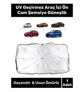 Premium Seri Titanyum Gümüş Kaplama UV Geçirmez Güçlü Dayanıklı Araç İçi Ön Cam Şemsiye Güneşlik