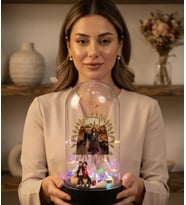 Kişiye Özel Büyük Boy LED Işıklı Fotoğraflı ve Figürlü Fanus (22x12 cm)